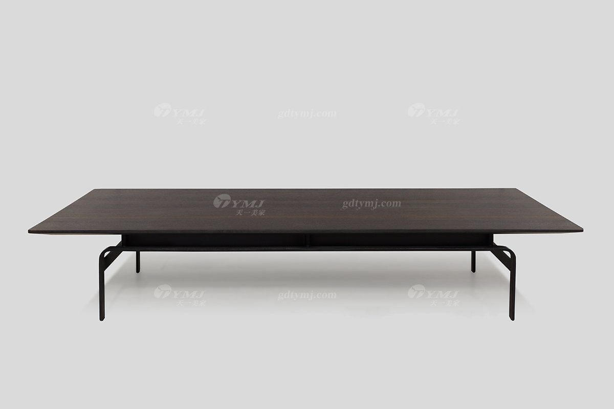 意式極簡風格高端別墅豪宅家具品牌現代輕奢客廳時尚煙熏黑橡色茶幾