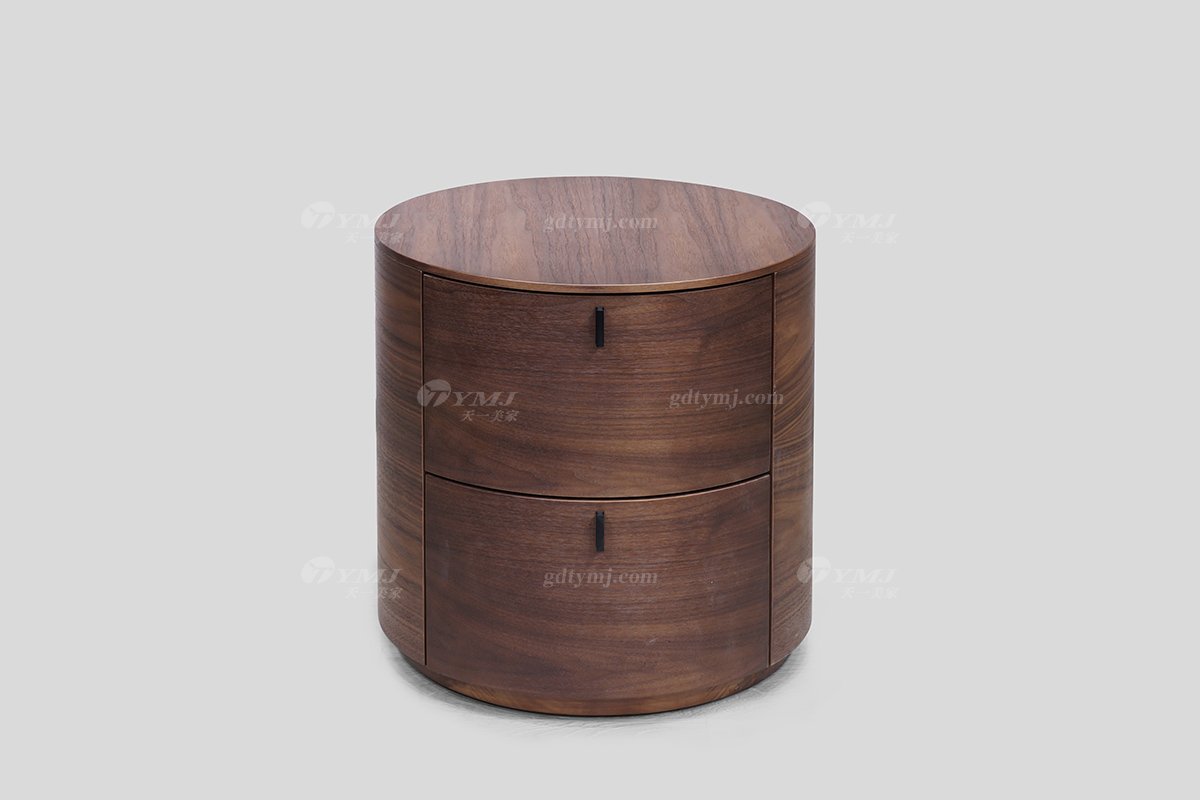 意式極簡風格高端別墅會所家具品牌現(xiàn)代簡約時尚臥室黑胡桃實木床頭柜